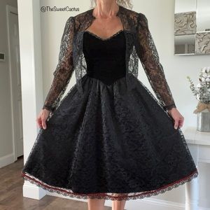 Vintage Gunne Sax Jessica McClintock Strapless Velvet Sequin Lace Dress 2 Piece